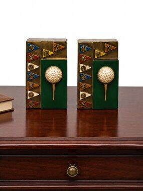 Marion Bronze Vintage Golf Themed Bookends